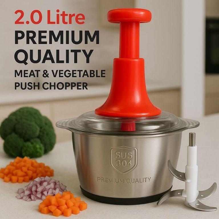 2L Manual Food Chopper – Stainless Steel Vegetable & Nut Cutter