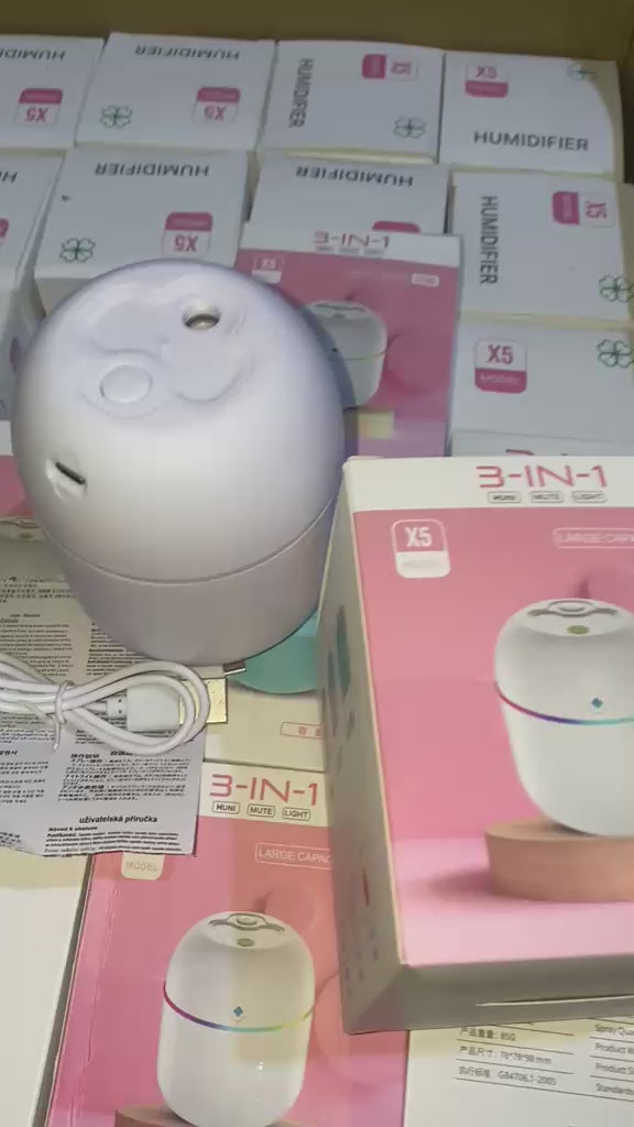 Mini Cute Air Humidifier with RGB Light – 220ML Portable Mist Humidifier
